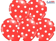 Balony i akcesoria - Strong Balloons Balony 14", "Kropki" Pastel Poppy Red, STRONG, 6 szt SB14P-223-007JW-6 - miniaturka - grafika 1