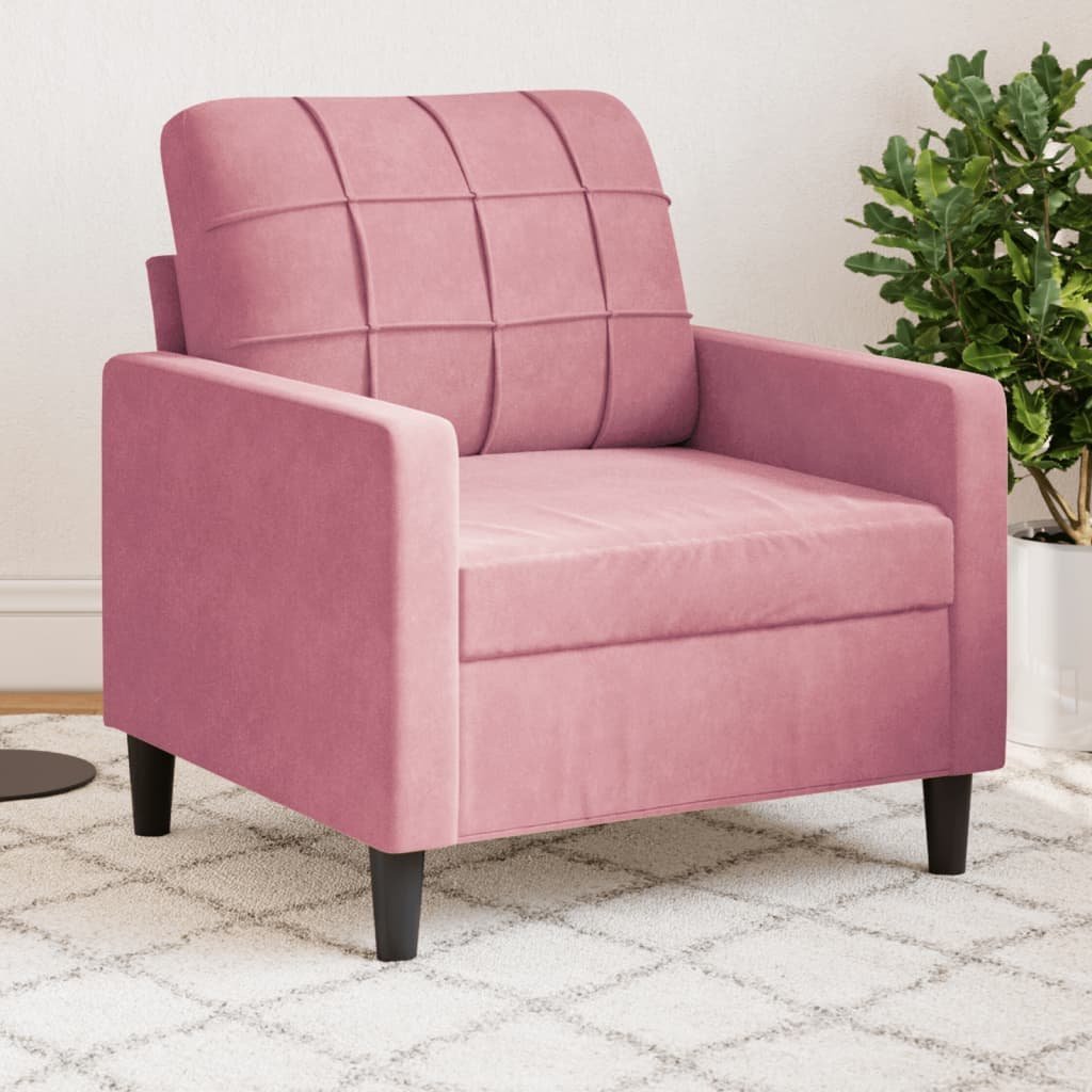 vidaXL vidaXL Fotel, różowy, 60 cm, obity aksamitem