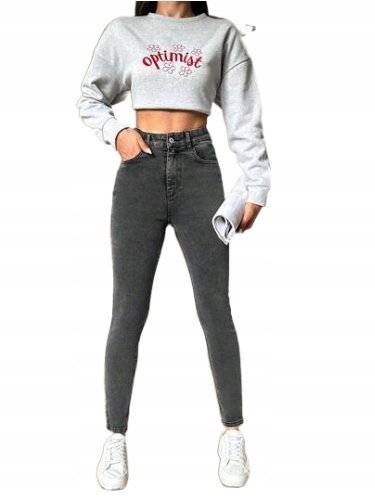 SHEIN JEANSY DAMSKIE SZARE RURKI CASUAL 27 ŁŁM