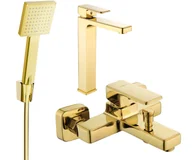 Zestawy baterii łazienkowych - Mexen Cetus R45 zestaw wannowy, złoty - 744313R45-50 - miniaturka - grafika 1