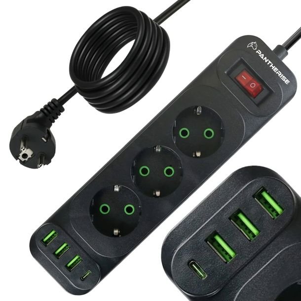 Listwa ZaSiLaJąCa PRZEDŁUŻACZ Pantherise 3GNIAZDA 4xUSB KABEL 5m 3,x1.5MM