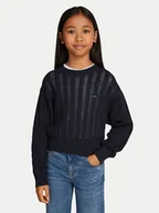 Swetry dla chłopców - Tommy Hilfiger Sweter Essential KG0KG08075 Granatowy Regular Fit - miniaturka - grafika 1