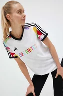 Koszulki sportowe damskie - adidas Performance t-shirt treningowy Pride Tiro kolor biały - miniaturka - grafika 1