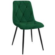 Krzesła - Welurowe krzesło tapicerowane pikowane SJ.3 Butelkowa Zieleń - miniaturka - grafika 1