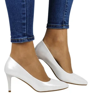 SZPILKI CZÓŁENKA SERGIO LEONE 1336 SREBRNY BŁYSK - Czółenka - miniaturka - grafika 1