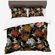 Pościel - Pościel z bawełny syntetycznej, 140x200, czarna w kwiaty, PMCA-92, 2-częściowa - miniaturka - grafika 1