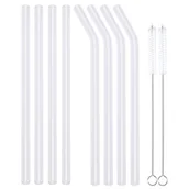 Słomki do napojów - 8szt SZKLANE SŁOMKI DO PICIA GRUBE + SZCZOTECZKA - miniaturka - grafika 1