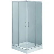 Kabiny prysznicowe - Zestaw Deante Funkia kabina prysznicowa 80 cm kwadratowa z brodzikiem Corner i syfonem chrom/szkło przezroczyste (KYC042K, KTC042B, ... - miniaturka - grafika 1