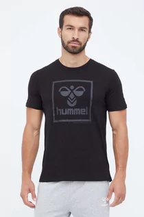 Koszulki męskie - Hummel t-shirt bawełniany kolor czarny z nadrukiem - grafika 1