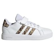 Buty dla dziewczynek - adidas Grand Court 2.0 Buty dziecięce Unisex Dziecko Niskie Nie Buty Do Piłki Nożnej, Ftwr White Magic Beżowy Matowy Złoty, 33.5 EU - miniaturka - grafika 1