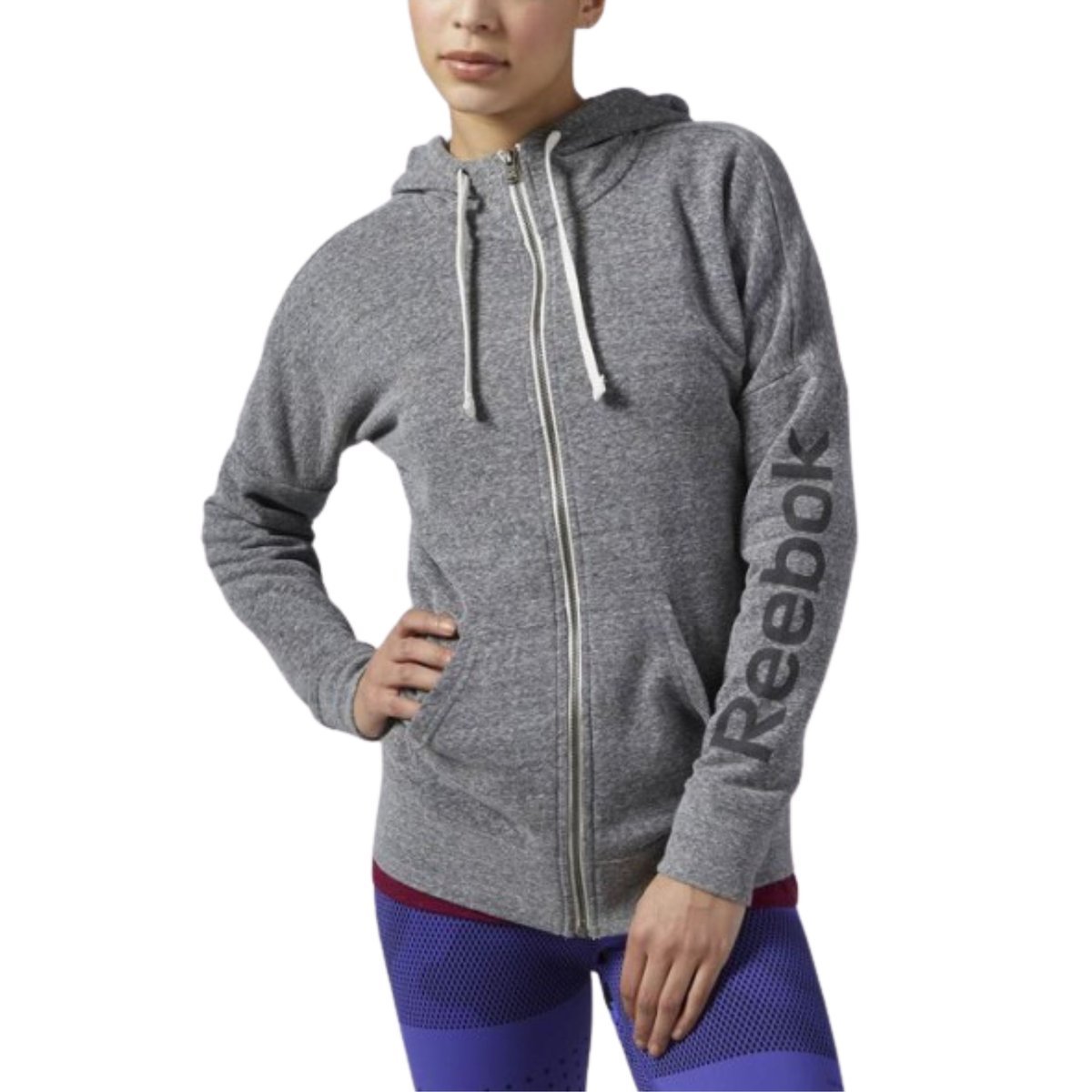 Damska Bluza Rozpinana Z Kapturem Szara Reebok El Logo Fullzip Xxs