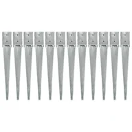 Kołki - VidaXL Kołki gruntowe, 12 szt., srebrne, 10x10x76 cm, stal - miniaturka - grafika 1