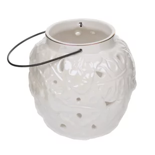 Lampion ceramiczny Tropic 15,5 x 15,5 x 15,3 cm biały MY HOME - Świeczniki - miniaturka - grafika 1