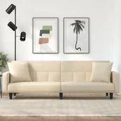 Sofy i kanapy - vidaXL Kanapa rozkładana z poduszkami, kremowa, obita tkaniną - miniaturka - grafika 1
