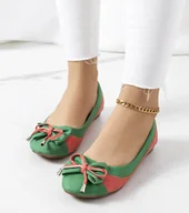 Mokasyny damskie - Zielone baleriny z kokardką Eske -37 - miniaturka - grafika 1