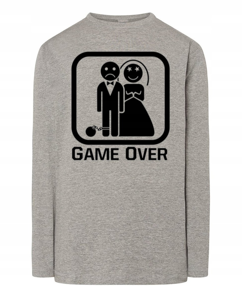 Longsleeve męski Zabawny nadruk Prezent na Wieczór Kawalerski Game Over M