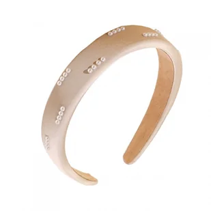 Ecarla Opaska do włosów z perełkami Kremowa - Ozdoby do włosów - miniaturka - grafika 1