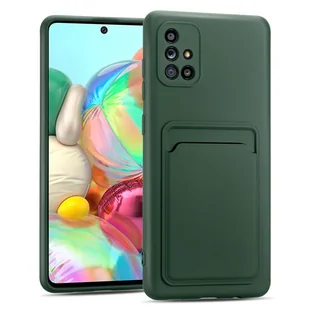 Etui na telefon komórkowy Samsung Galaxy A71 silikonowe etui ochronne z kieszenią na kartę Slim Wallet Case, zielone - Etui i futerały do telefonów - miniaturka - grafika 1