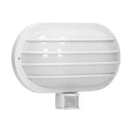 Lampy ogrodowe - LASO, oprawa ogrodowa z czujnikiem ruchu 180°, 1x60W, E27, IP44, plastik, biała - miniaturka - grafika 1