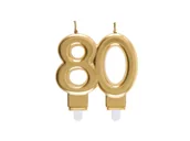 Dekoracje i nakrycia stołu na imprezę - Świeczka na 80-tkę złota - 7,5 cm - 1 szt. - miniaturka - grafika 1
