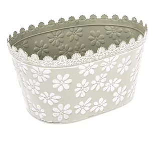 Zielona metalowa doniczka Dakls Daisy, wys. 14,5 cm - Donice - miniaturka - grafika 1