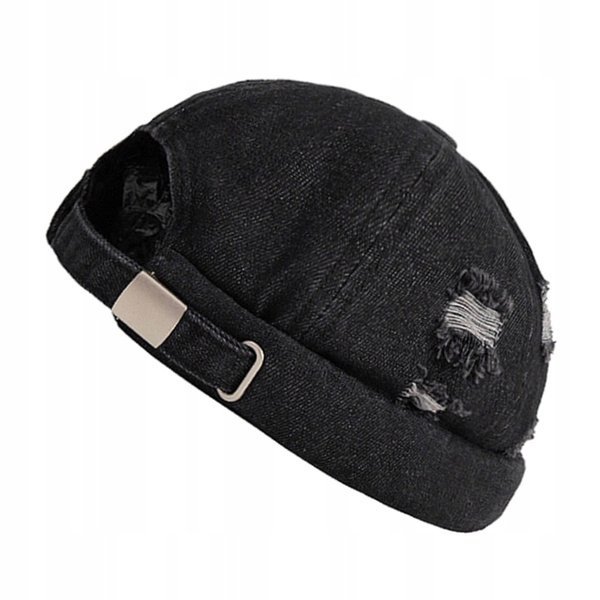 Czapka dokerka leonka jeans bez daszka Vintage