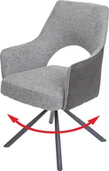 Krzesła - Krzesło do jadalni HWC-K30, krzesło kuchenne, fotel, automatyczna pozycja obrotowa, tkanina MVG ~ szary-ciemnoszary - miniaturka - grafika 1
