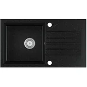Zlewozmywaki - EOS Zlewozmywak granitowy EVINION czarny grafit (z ociekaczem) - miniaturka - grafika 1