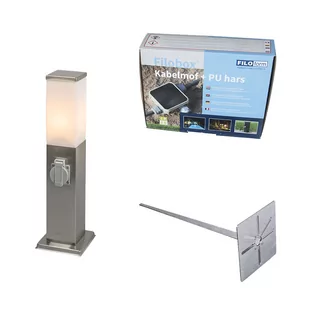 QAZQA Lampa zewnętrzna stal 45cm IP44 z gniazdem  klinem i mufą kablową - Malios - Lampy ogrodowe - miniaturka - grafika 1