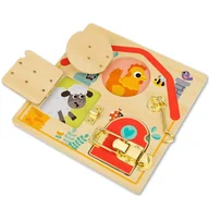 Łamigłówki - Tooky Toy Drewniana Tablica Manipulacyjna Otwieranie i Zamykanie Zamków ze Zwierzątkami - miniaturka - grafika 1