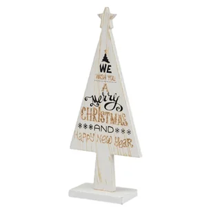 H&S Decoration, Choinka drewniana wzór 3, Biały, 25 cm - Ozdoby bożonarodzeniowe - miniaturka - grafika 1