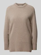 Swetry damskie - Sweter z dzianiny z okrągłym dekoltem model ‘HERRINGBONE’ - miniaturka - grafika 1
