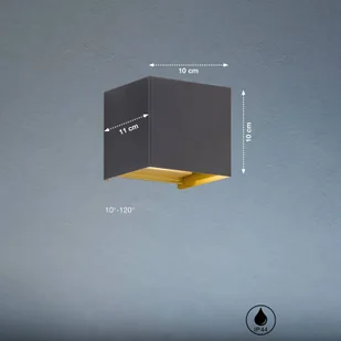 FISCHER & HONSEL Kinkiet zewnętrzny LED Thore, kolor czarny/złoty, szerokość 11 cm - Lampy ogrodowe - miniaturka - grafika 2