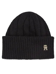 Tommy Hilfiger Czapka Th Timeless Beanie AW0AW15307 Czarny - Czapki damskie - miniaturka - grafika 1