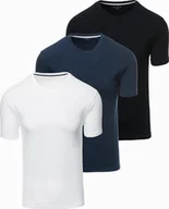 Koszulki męskie - Zestaw męskich t-shirtów z okrągłym dekoltem biały/granatowy/czarny V2 Z102 XXL - miniaturka - grafika 1