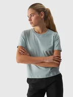 Koszulki i topy damskie - T-shirt regular gładki damski 4F 4FWAW24TTSHF1650-47S Zielony - miniaturka - grafika 1