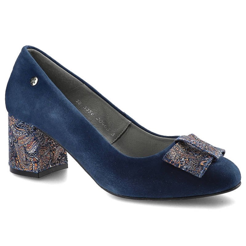 Granatowe Czółenka Maciejka Damskie Stylowe Obuwie