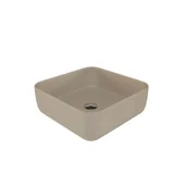 Umywalki - Massi Umywalka ceramiczna nablatowa kwadratowa brązowa bez otworu na baterię 39 x 39 cm ALIZMA z rantem typu Slim - miniaturka - grafika 1