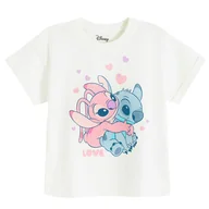 Koszulki dla dziewczynek - Cool Club, T-shirt dziewczęcy, biały, Lilo i Stitch - miniaturka - grafika 1
