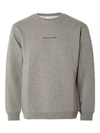 Bluzy męskie - SELECTED HOMME Męska bluza haftowana, Medium Grey Melange, L - miniaturka - grafika 1