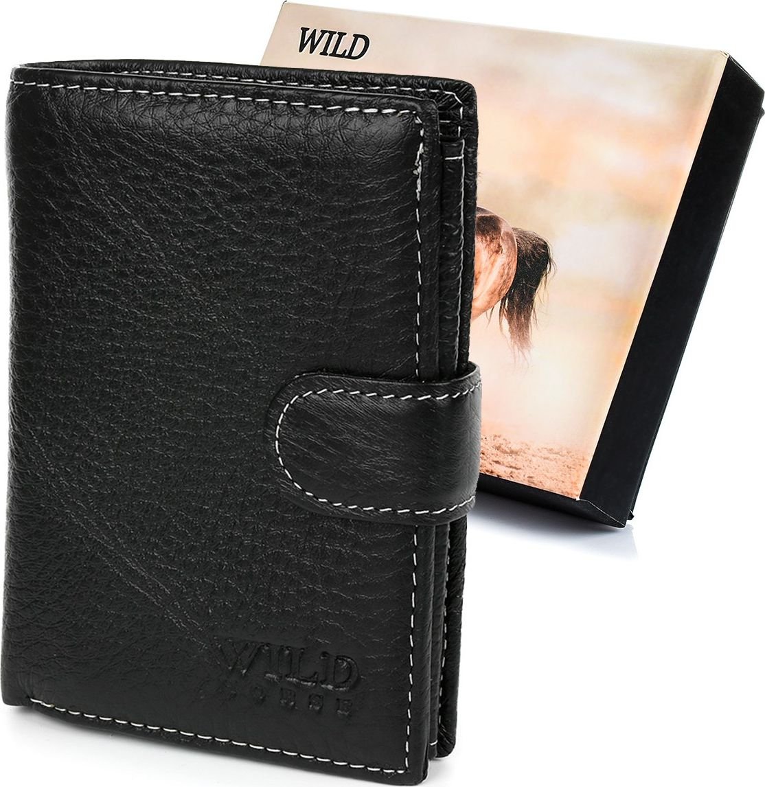 Wild Portfel skórzany męski duży Wild Horse czarny RFiD I42