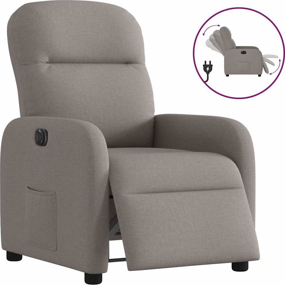 vidaXL vidaXL Elektryczny fotel rozkładany, kolor taupe, obity tkaniną