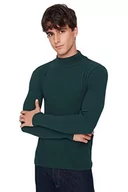 Bluzy męskie - Trendyol Męska bluza z wysokim dekoltem, gładka, wąska bluza, szmaragdowa zieleń, 2XL, zieony (Szmaragdowa zieleń), XXL - miniaturka - grafika 1