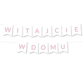 Dekoracje sali - BANER Girlanda Witajcie w Domu - Jasny Różowy powitanie maluszka - miniaturka - grafika 1