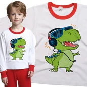 Piżamy dla dziewczynek - Piżama dziecięca Dinozaur T Rex ze Słuchawkami Muzyka 86/92 - VoloDonum - miniaturka - grafika 1
