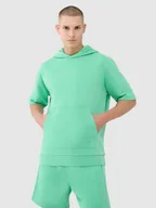 Bluzy męskie - 4F Bluza z krótkim rękawem z kapturem męska - zielona L - miniaturka - grafika 1