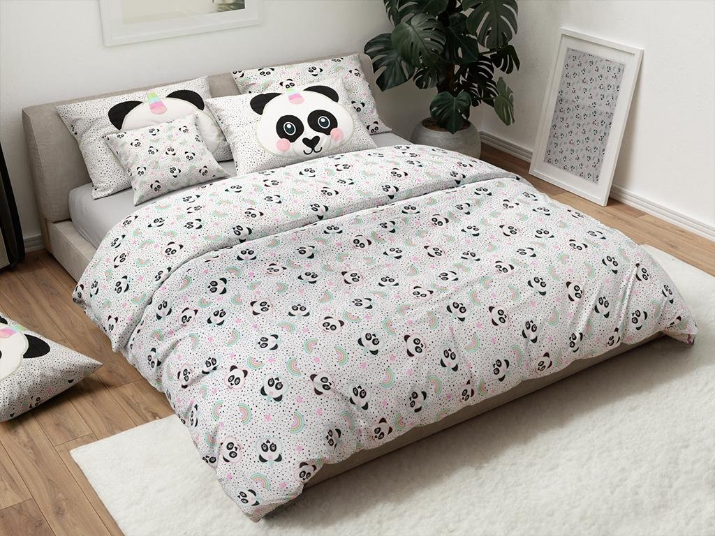 Dziecięca bawełniana pościel PANDA UNICORN biała Rozmiar pościeli: 60 x 70 cm 140 x 200 cm