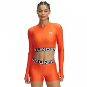 Koszulki i topy damskie - Damski longsleeve treningowy Under Armour Heatgear Rib 1/4 Zip Ls - pomarańczowy - miniaturka - grafika 1