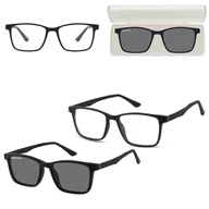 Okulary korekcyjne, oprawki, szkła - Prostokątne okulary pod korekcję z polaryzacyjną Nakładką przeciwsłoneczną na magnes CLIP-TRC-188-1 - miniaturka - grafika 1