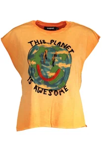 DESIGUAL POMARAŃCZOWY T-SHIRT DAMSKI Z KRÓTKIM RĘKAWEM - Portfele - miniaturka - grafika 1